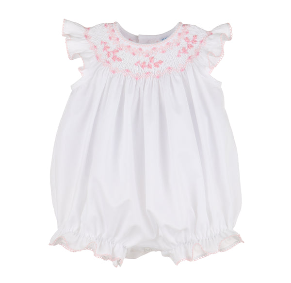 Pink Smocked Festion Bubble - Born Childrens Boutique