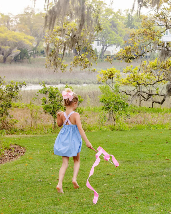 Macy Drew Dress - Park City Periwinkle & Woodstock Park Plaid with Pinwheel - Born Childrens Boutique