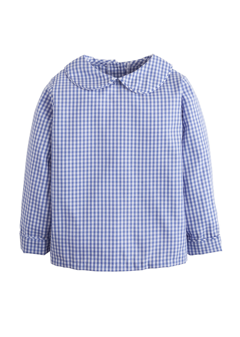 Pre-Order Peter Pan Shirt - Royal Gingham - Born Childrens Boutique