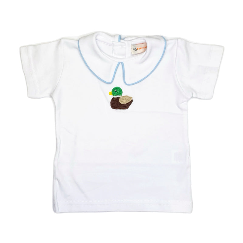 KB070 Boy Crochet Mallard Peter Pan SS Shirt - Born Childrens Boutique