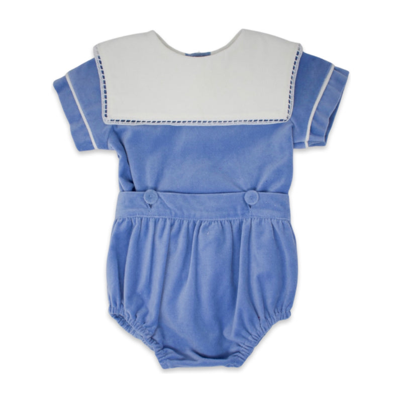 Pre-Order Christian Button On - Blue Velvet - Born Childrens Boutique