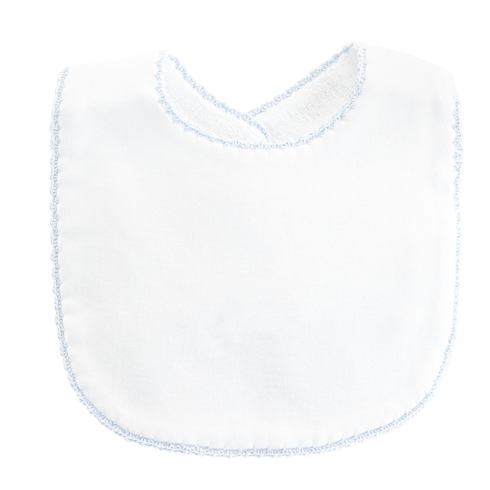 Basic Bib w/ Blue Crochet Trim - Born Childrens Boutique