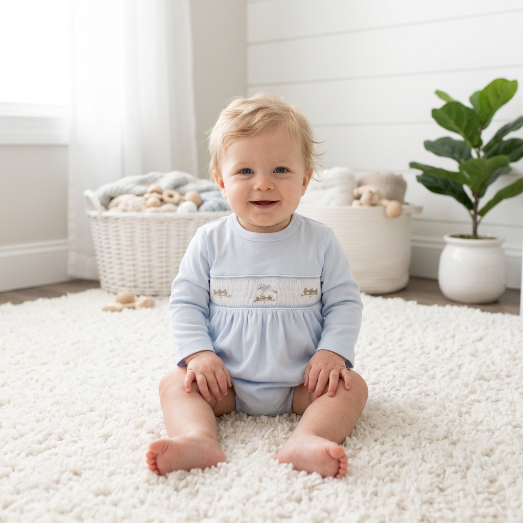 Blue Baby Lamb Pima Bubble - Born Childrens Boutique