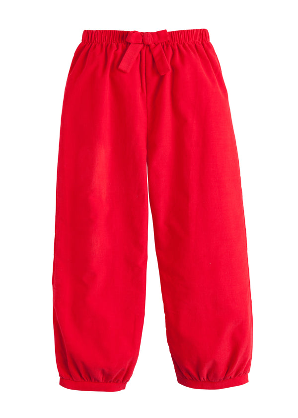 Little English Banded Bow Pants - Red - Born Childrens Boutique
