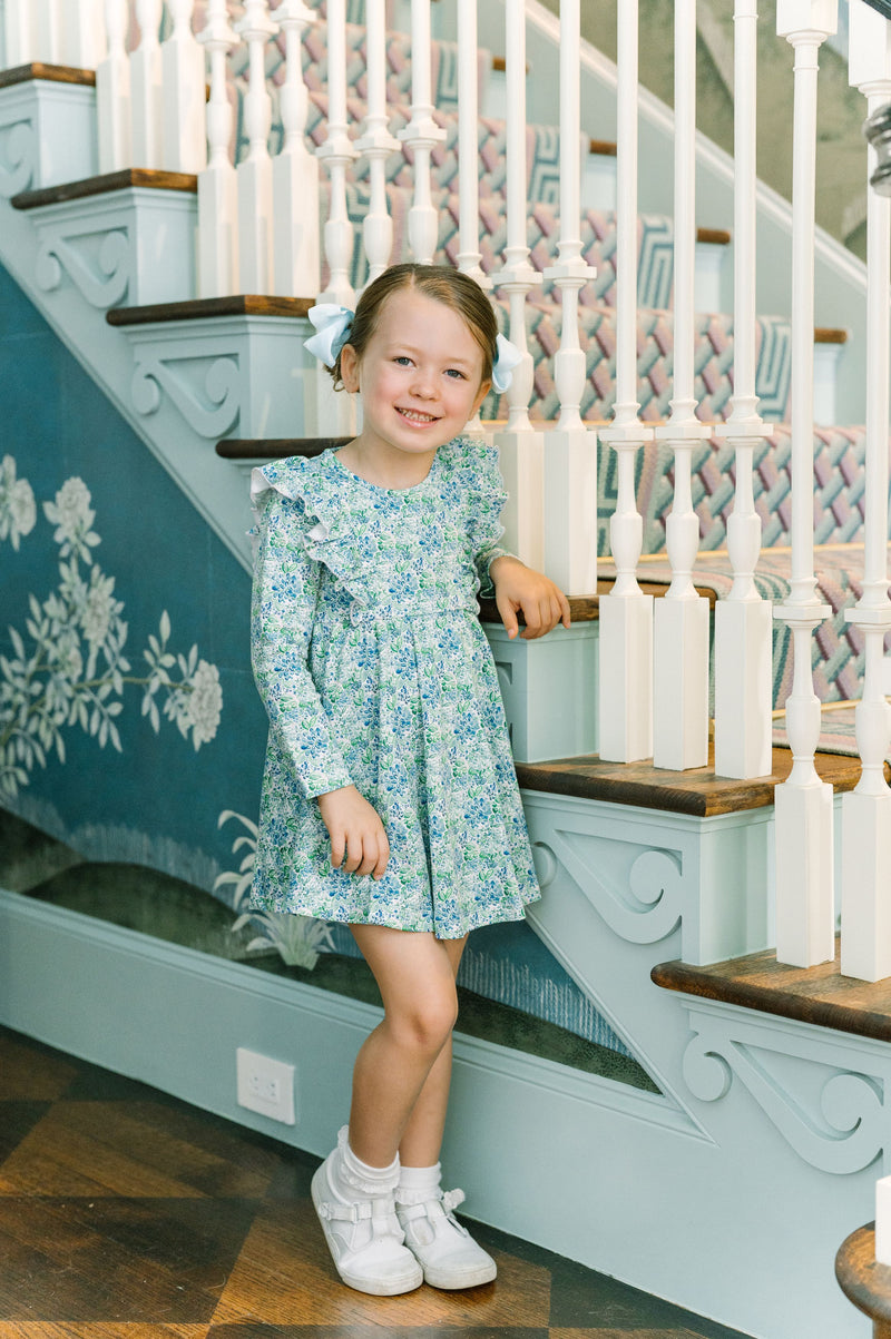 Pre-Order Blue Aster Twirl Dress - Born Childrens Boutique