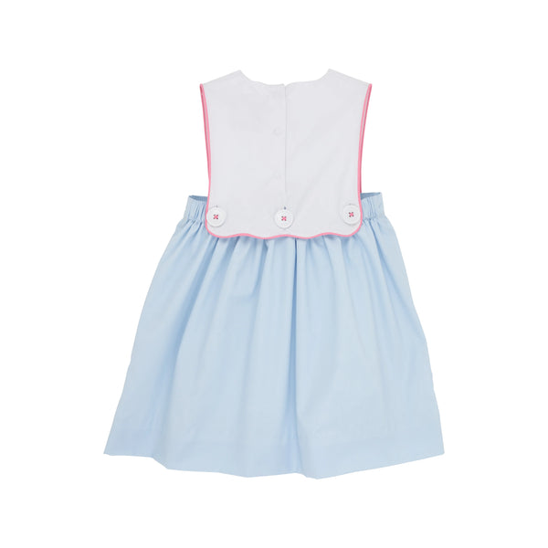 Brady Button In Dress Worth Avenue White With Buckhead Blue And Wand Embroidery - Born Childrens Boutique