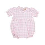 Britt Bubble Palm Beach Pink Gingham With Worth Avenue White - Born Childrens Boutique