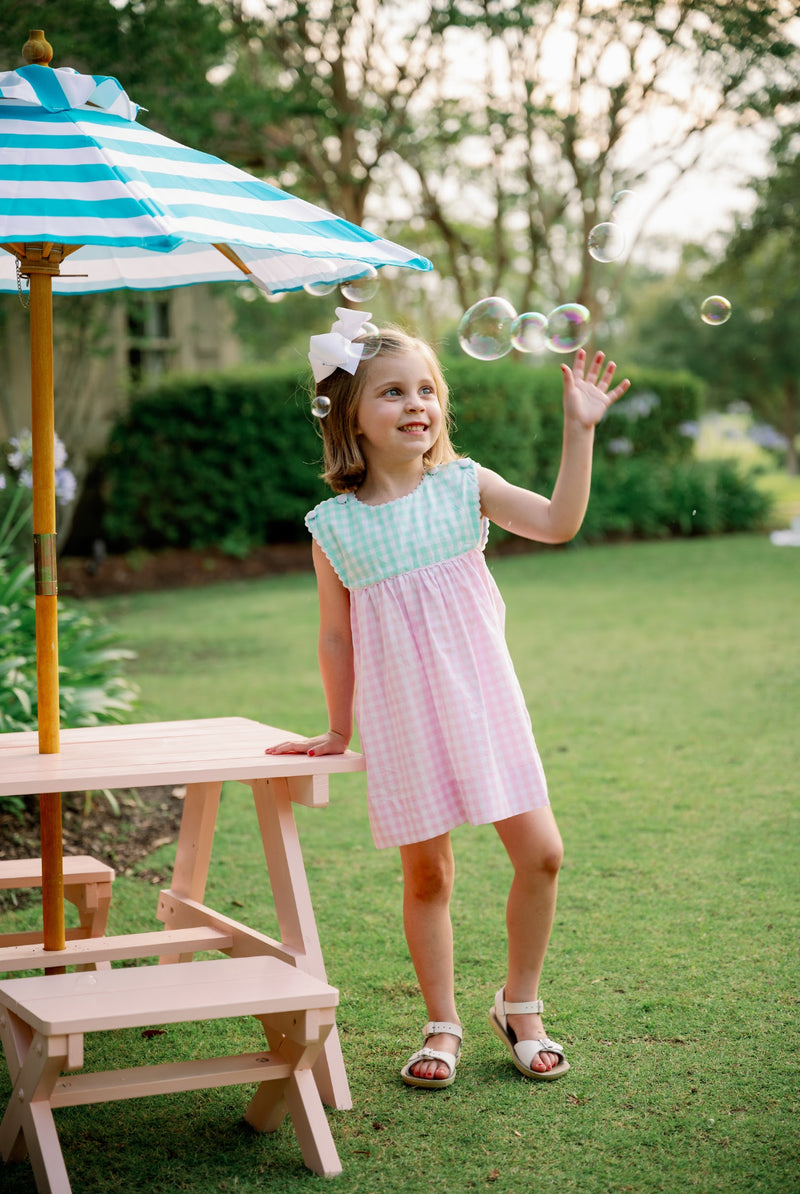 Pre-Order Charming Dress - Pink, Mint, Blue Check - Born Childrens Boutique