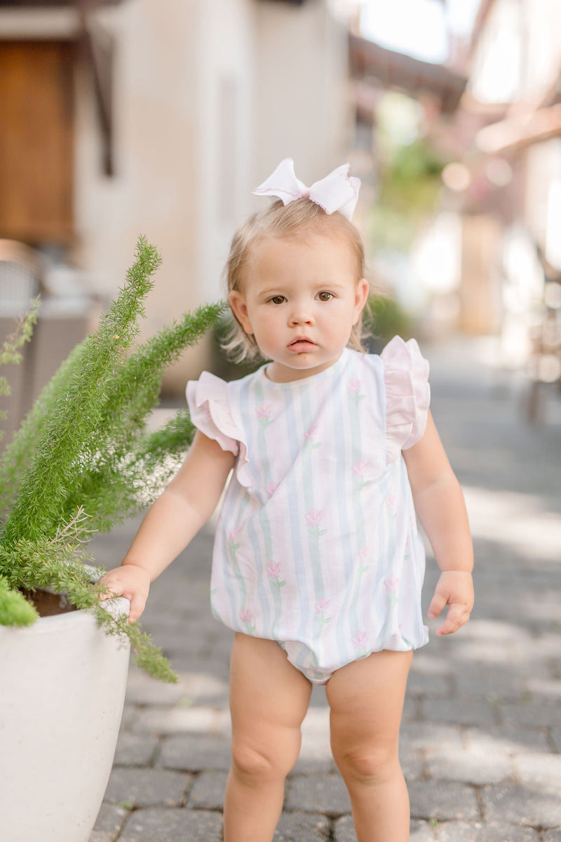 Pre-Order Blake Bubble - Floral Pastel Stripe - Born Childrens Boutique