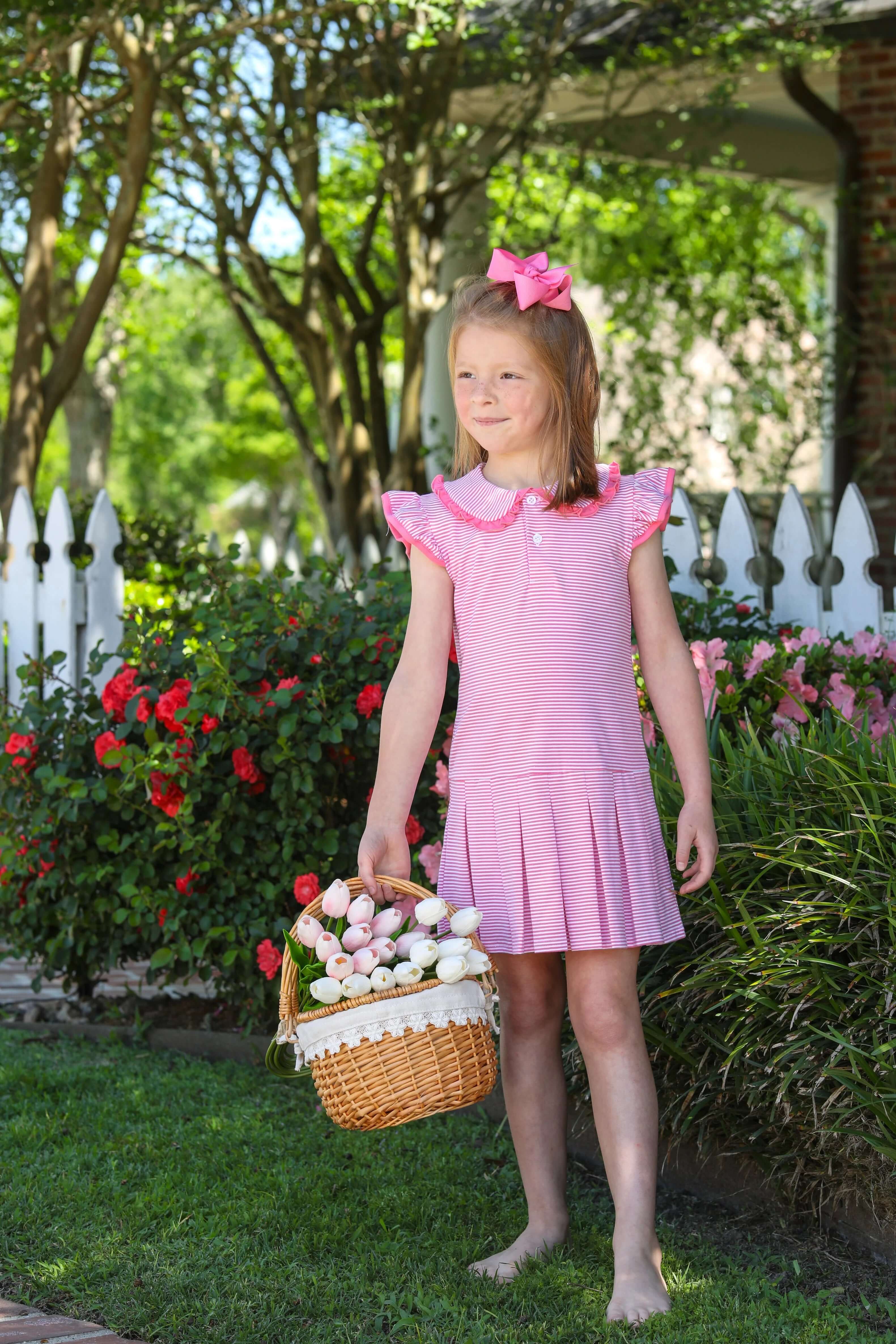 Camilla Dress - Pink Stripe - Born Childrens Boutique