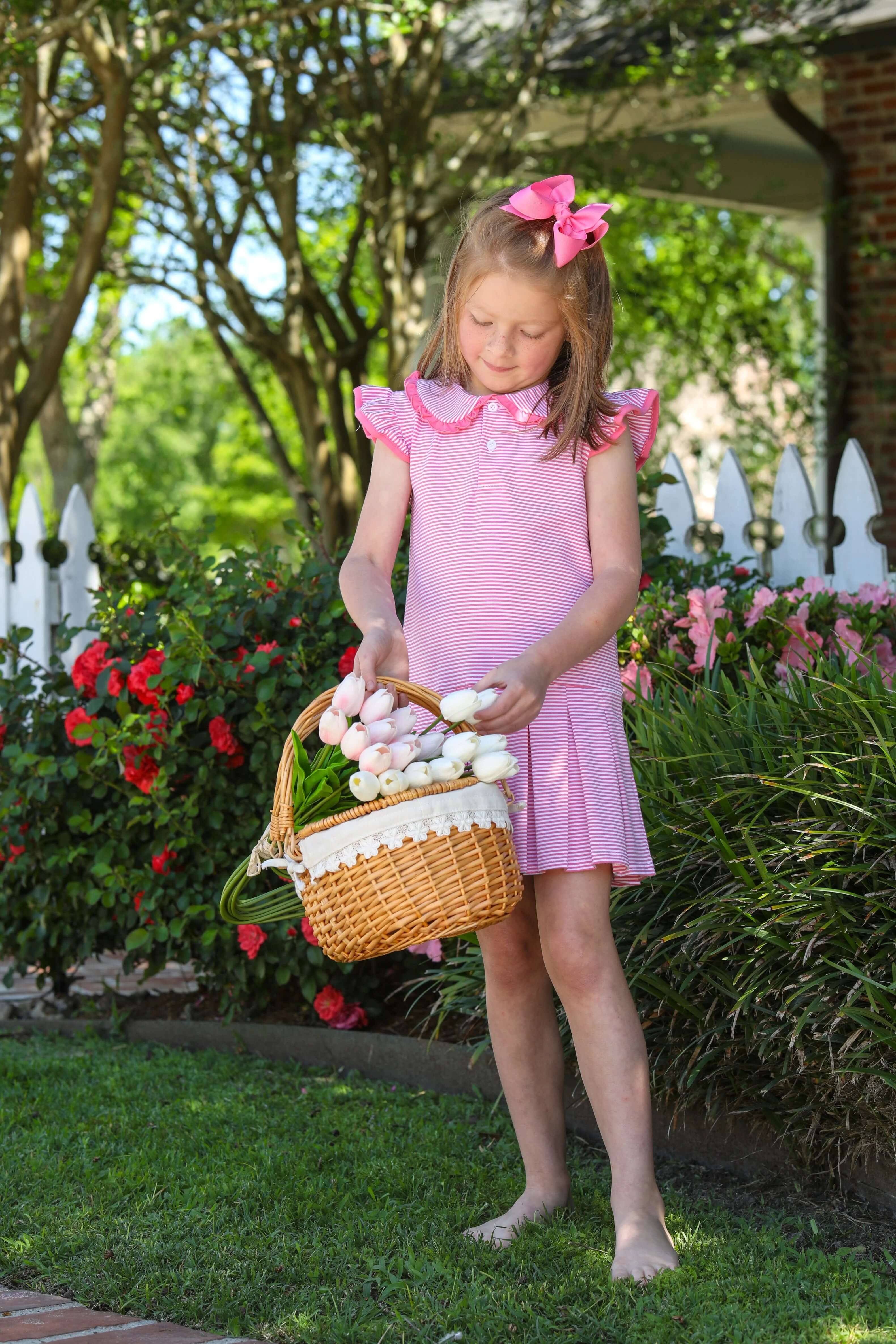 Camilla Dress - Pink Stripe - Born Childrens Boutique