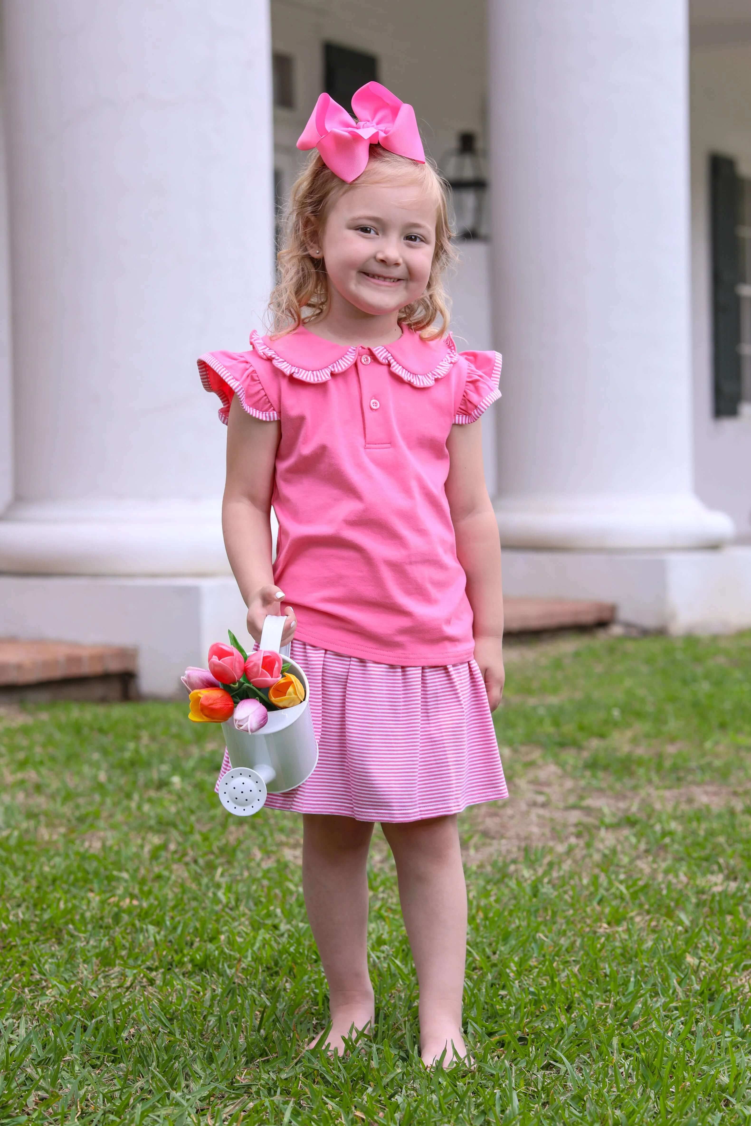 Camilla Skort Set - Pink Stripe - Born Childrens Boutique