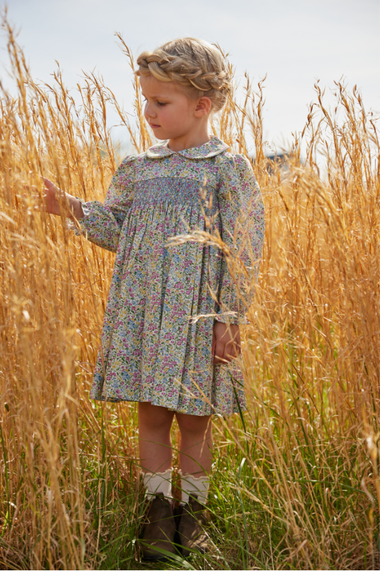 Smocked Charlotte Dress - Green Gables - Born Childrens Boutique