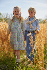 Little English Button Down Shirt - Gray Blue Gingham - Born Childrens Boutique