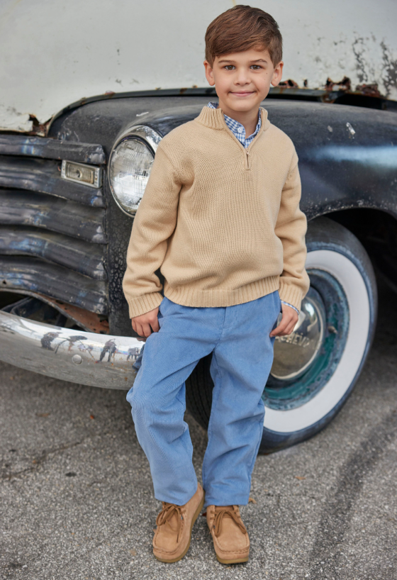 Little English Button Down Shirt - Gray Blue Gingham - Born Childrens Boutique