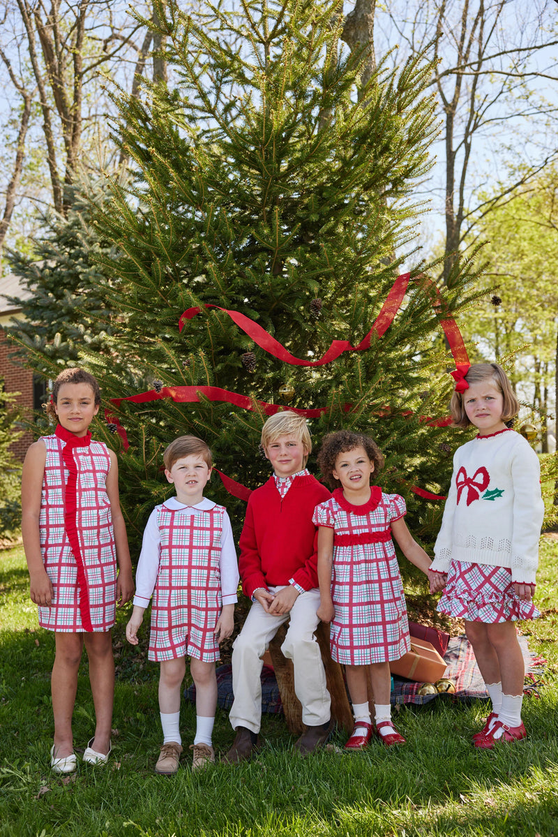 Holly Bow Pointelle Sweater - Born Childrens Boutique