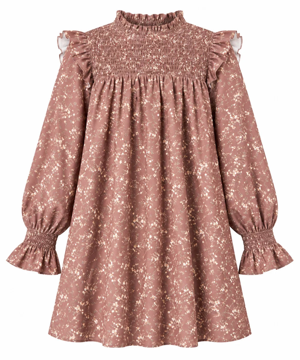Lottie Dress Brown Sugar Blooms - Born Childrens Boutique