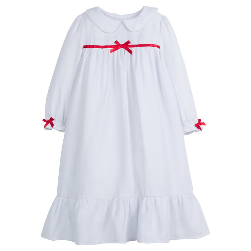 Classic Nightgown - White and Red Bow - Born Childrens Boutique