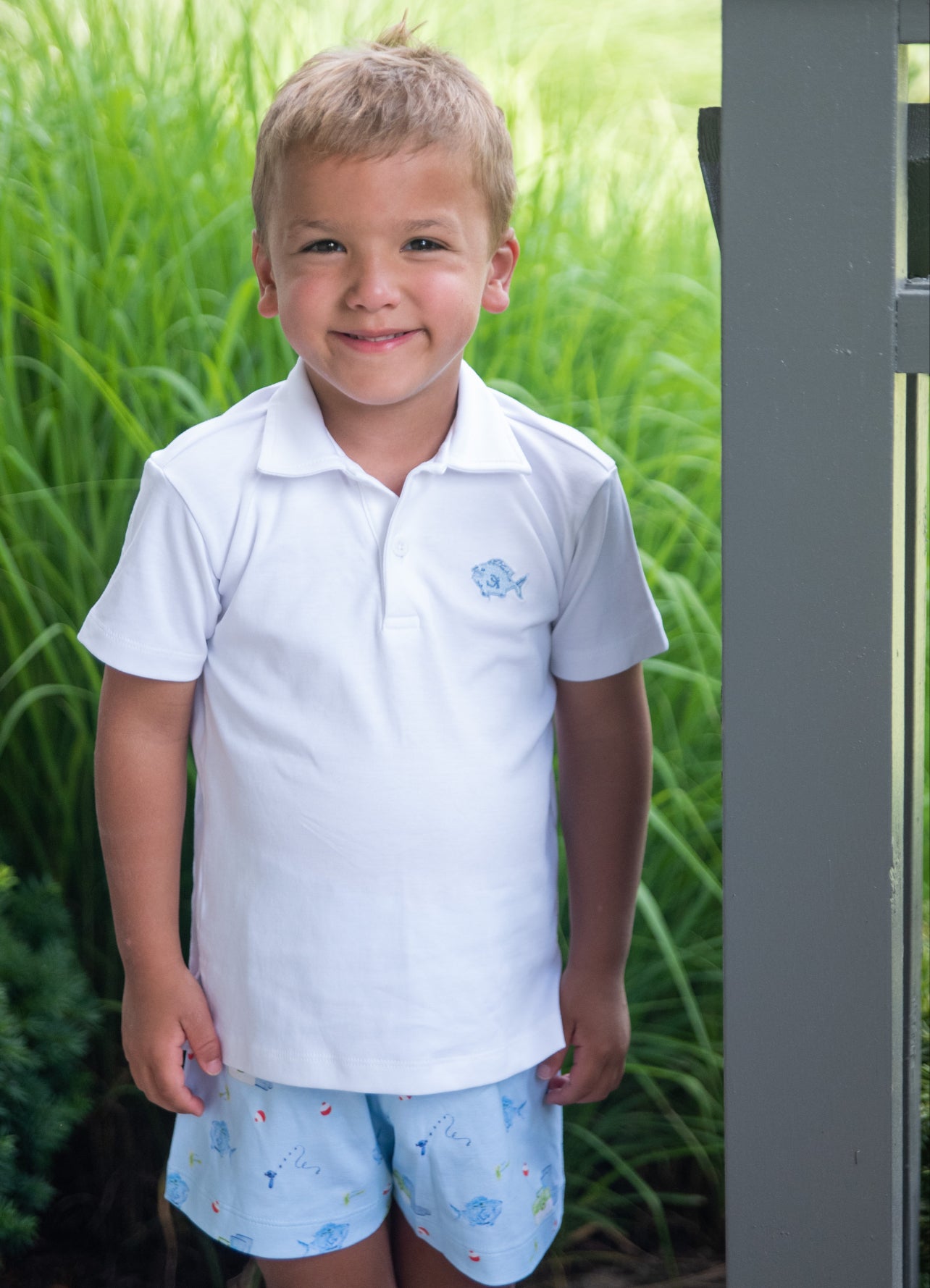 Conrad Shorts - Lets Go Fishing - Born Childrens Boutique