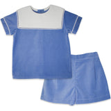 Pre-Order Christian Short Set - Blue Velvet - Born Childrens Boutique