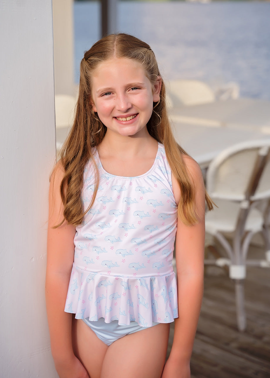 Collette Whale Peplum Two Piece Swim - Born Childrens Boutique