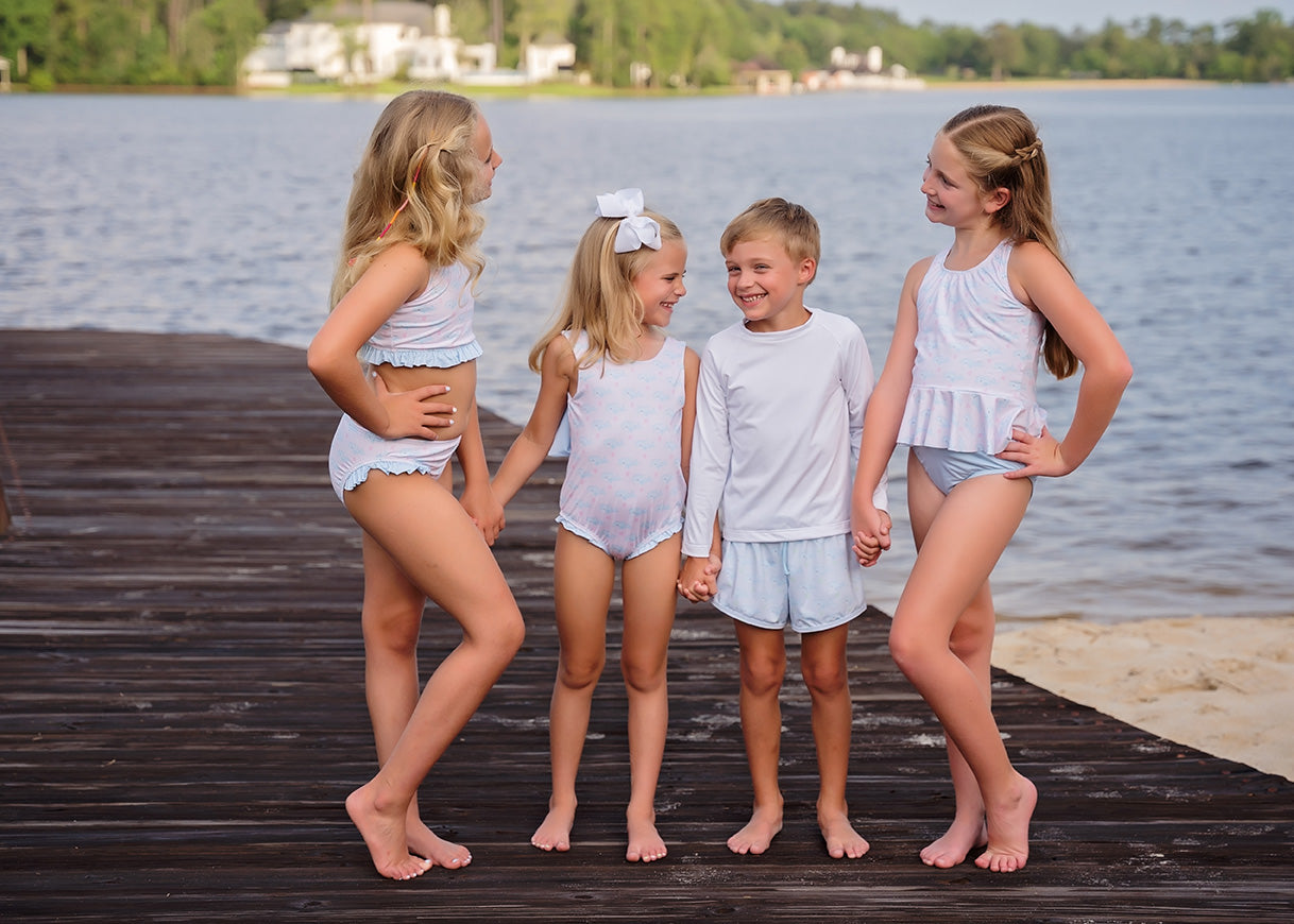 Collette Whale Peplum Two Piece Swim - Born Childrens Boutique