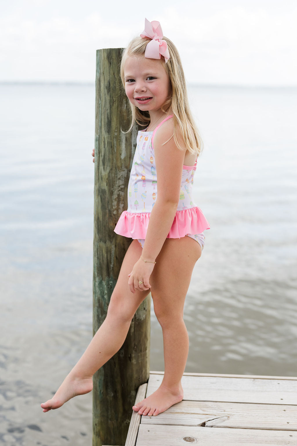 Lainey Swim Fishing One Piece Skirted Swim - Born Childrens Boutique