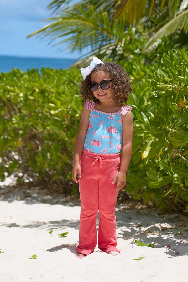 St. Lucia Swimsuit - Parrot Cay Canopy with Parrot Cay Coral Stripe - Born Childrens Boutique