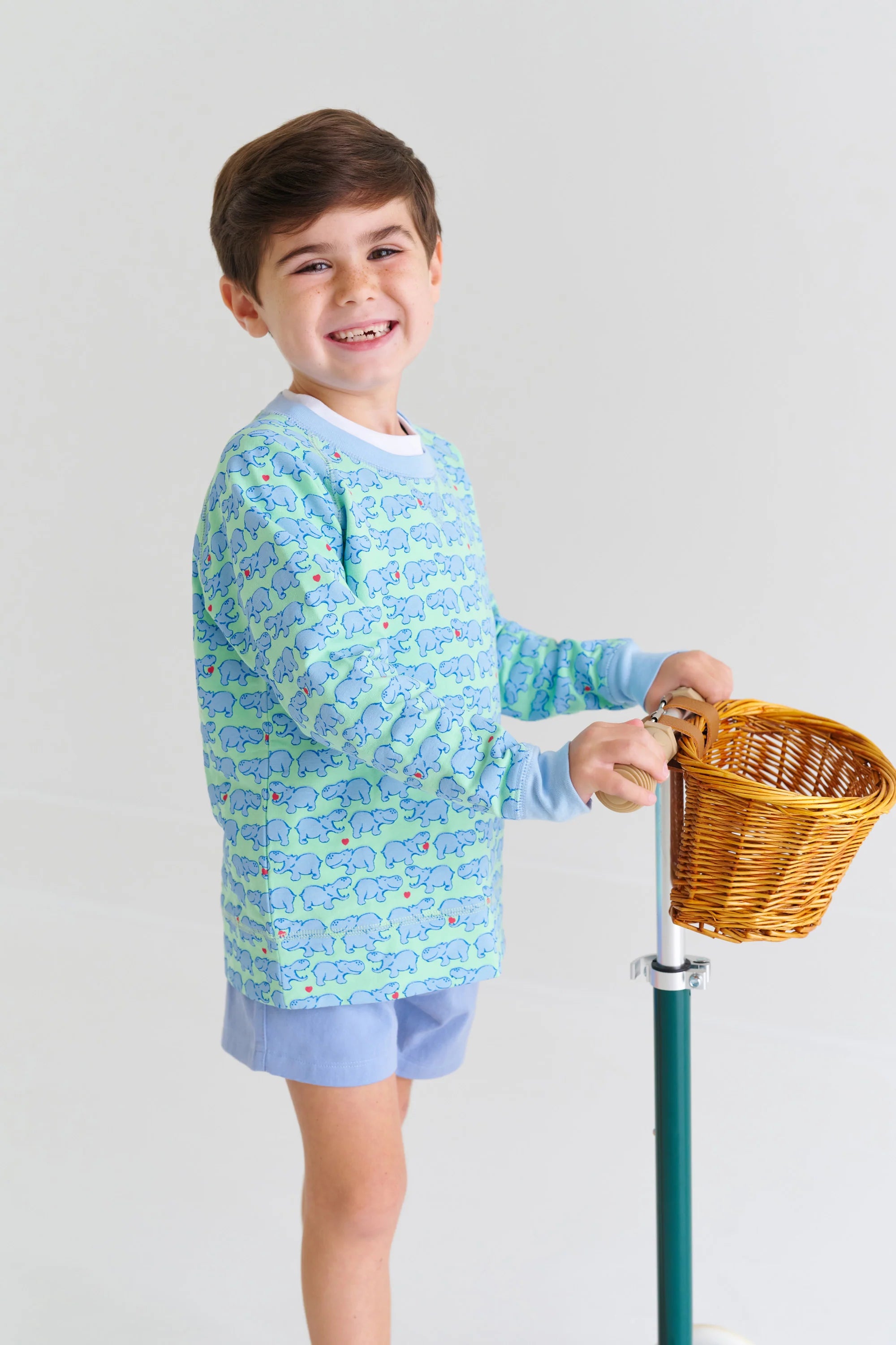 Sheffield Shorts Beale Street Blue with Worth Avenue White Stork - Born Childrens Boutique