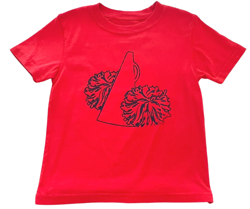SS Red/Navy Pom Pom Shirt - Born Childrens Boutique