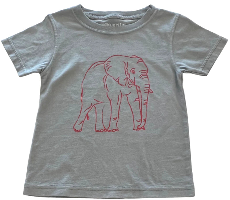 SS Grey/Crimson Elephant Shirt - Born Childrens Boutique