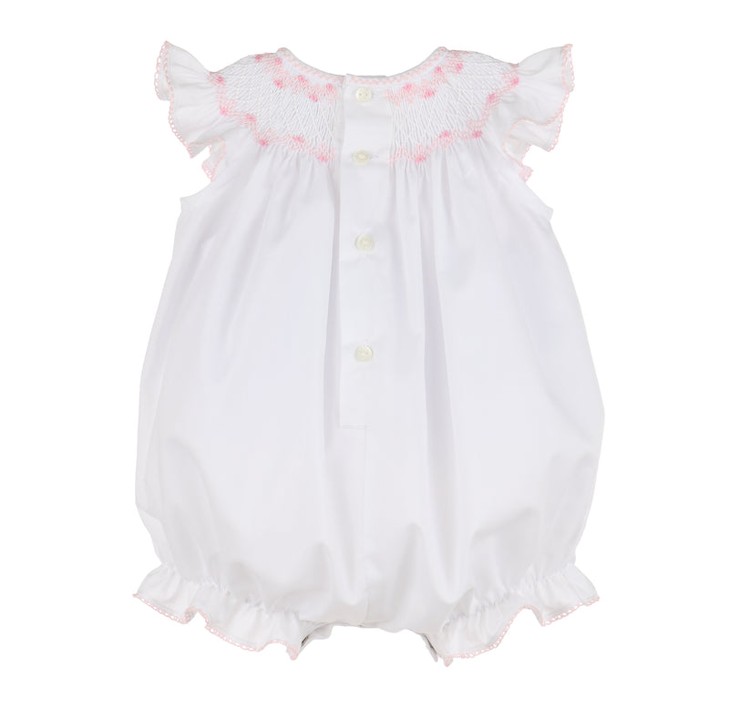 Pink Smocked Festion Bubble - Born Childrens Boutique
