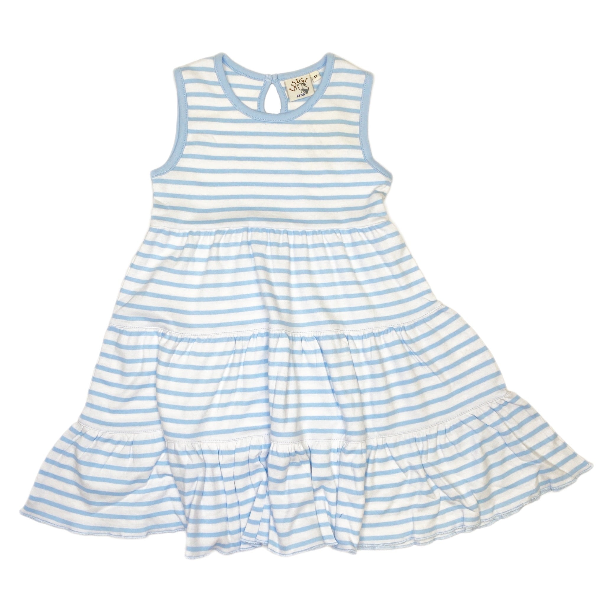 Sleeveless Dress Sky Blue Stripe - Born Childrens Boutique