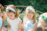 Flower and Gingham Knotted Headband, Lavender - Born Childrens Boutique