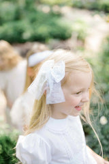 Ceremony Tuile Swiss Dot Sailor Bow, Ivory - Born Childrens Boutique