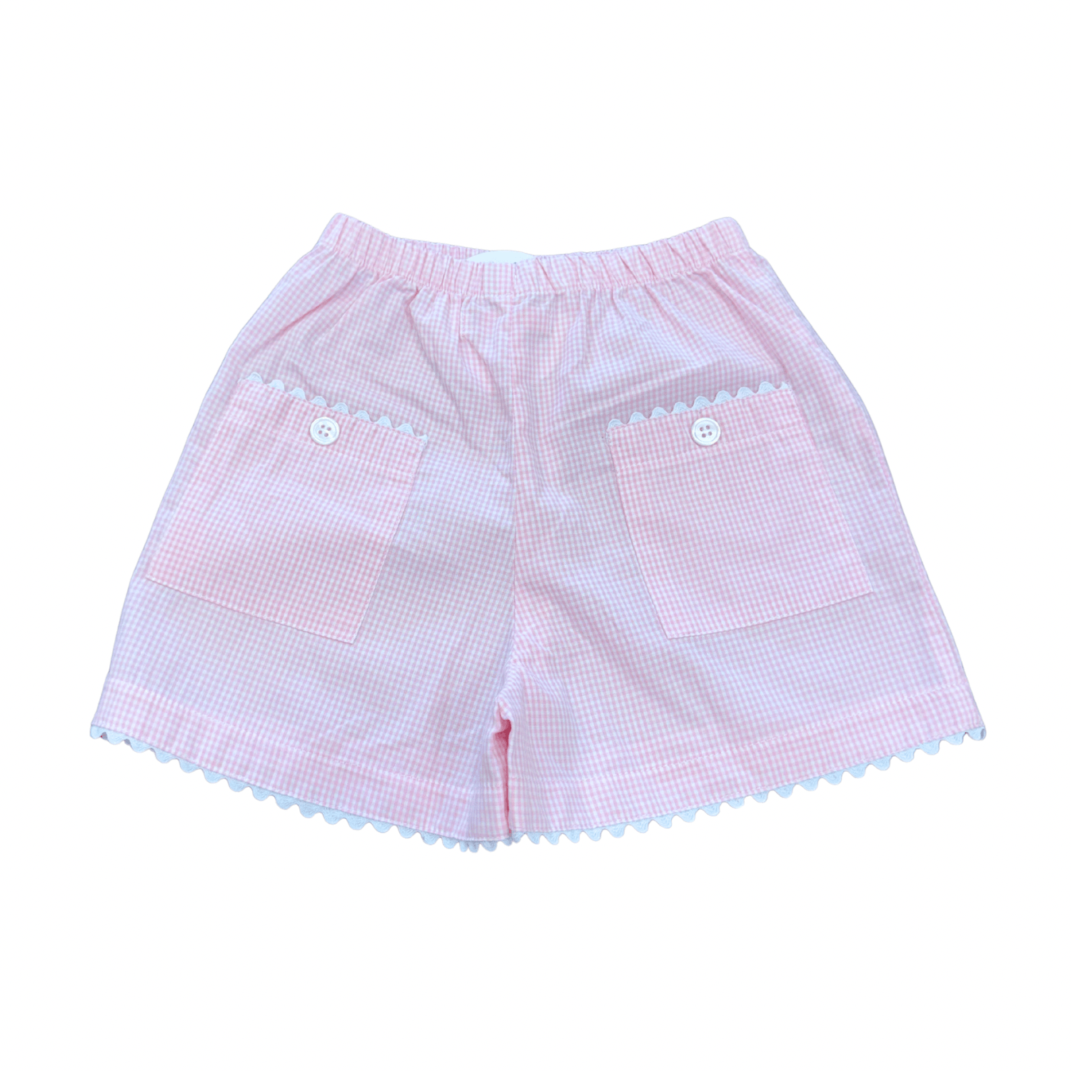 Two Pocket Short Pink Gingham - Born Childrens Boutique