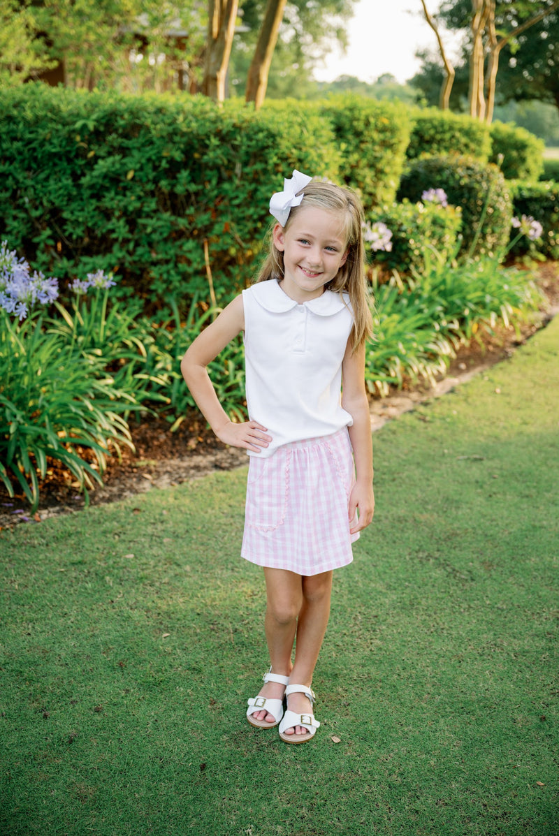 Pre-Order Isabella Skirt - Blushing Pink Buffalo Check - Born Childrens Boutique