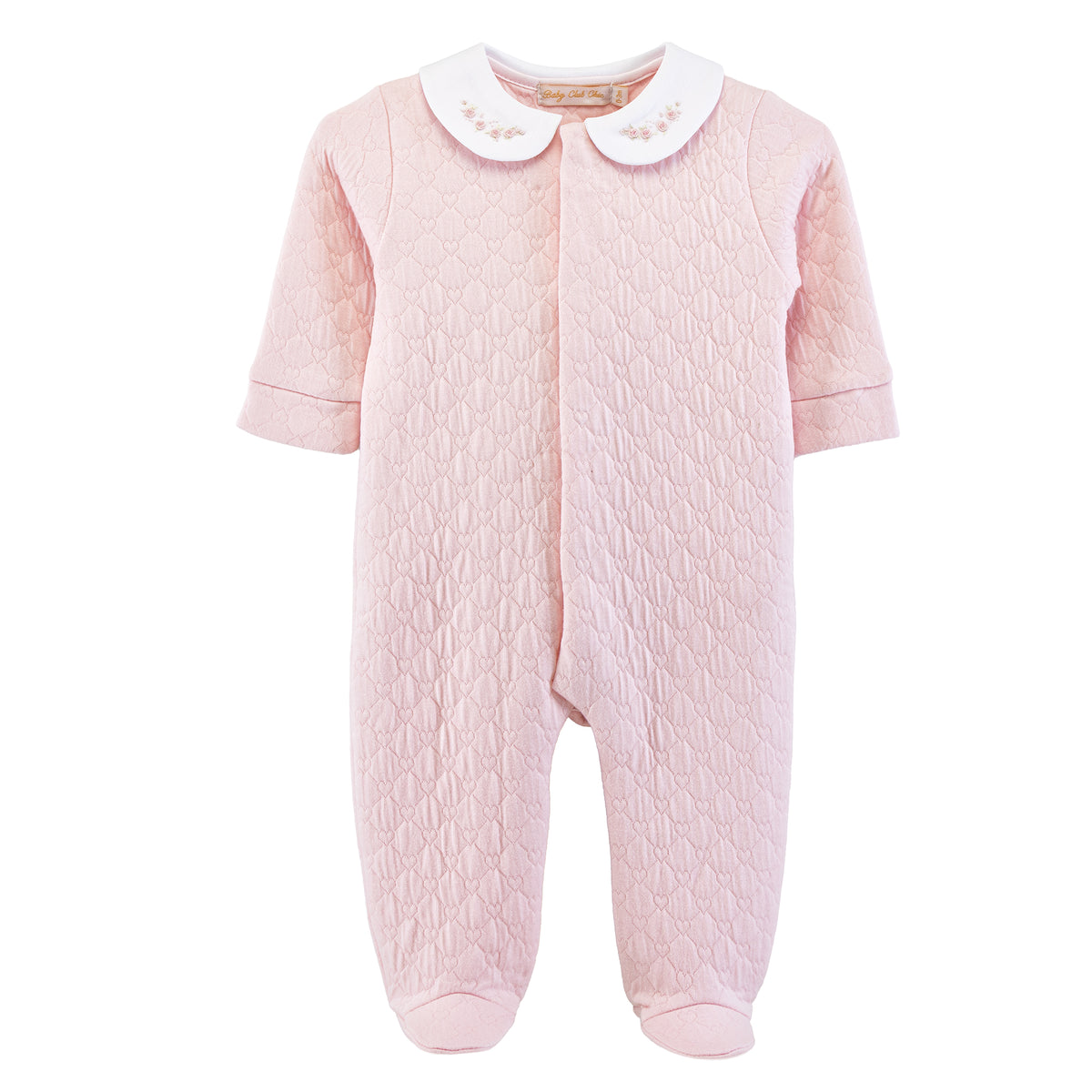 Delicate Roses Pima Jacquard Footie w/ Embroidered Collar - Born Childrens Boutique