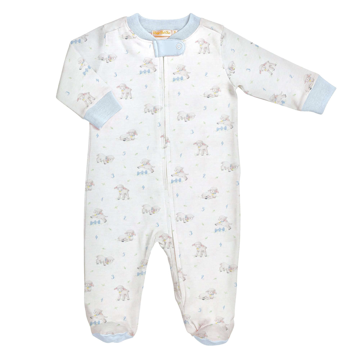 Tiny Baby Sheep - Boy Printed Zipped Footie - Born Childrens Boutique
