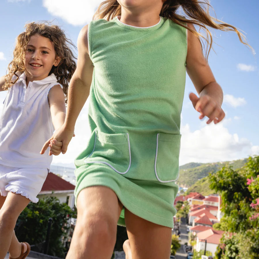Gustavia Green French Terry Dress - Born Childrens Boutique