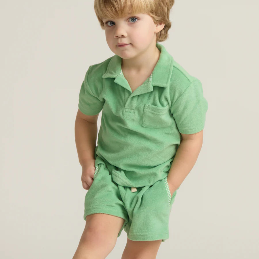 Gustavia Green French Terry Polo - Born Childrens Boutique