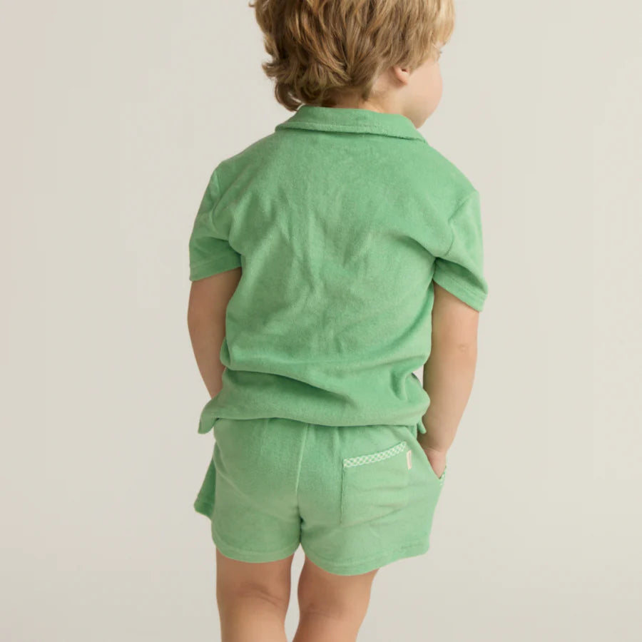 Gustavia Green French Terry Polo - Born Childrens Boutique