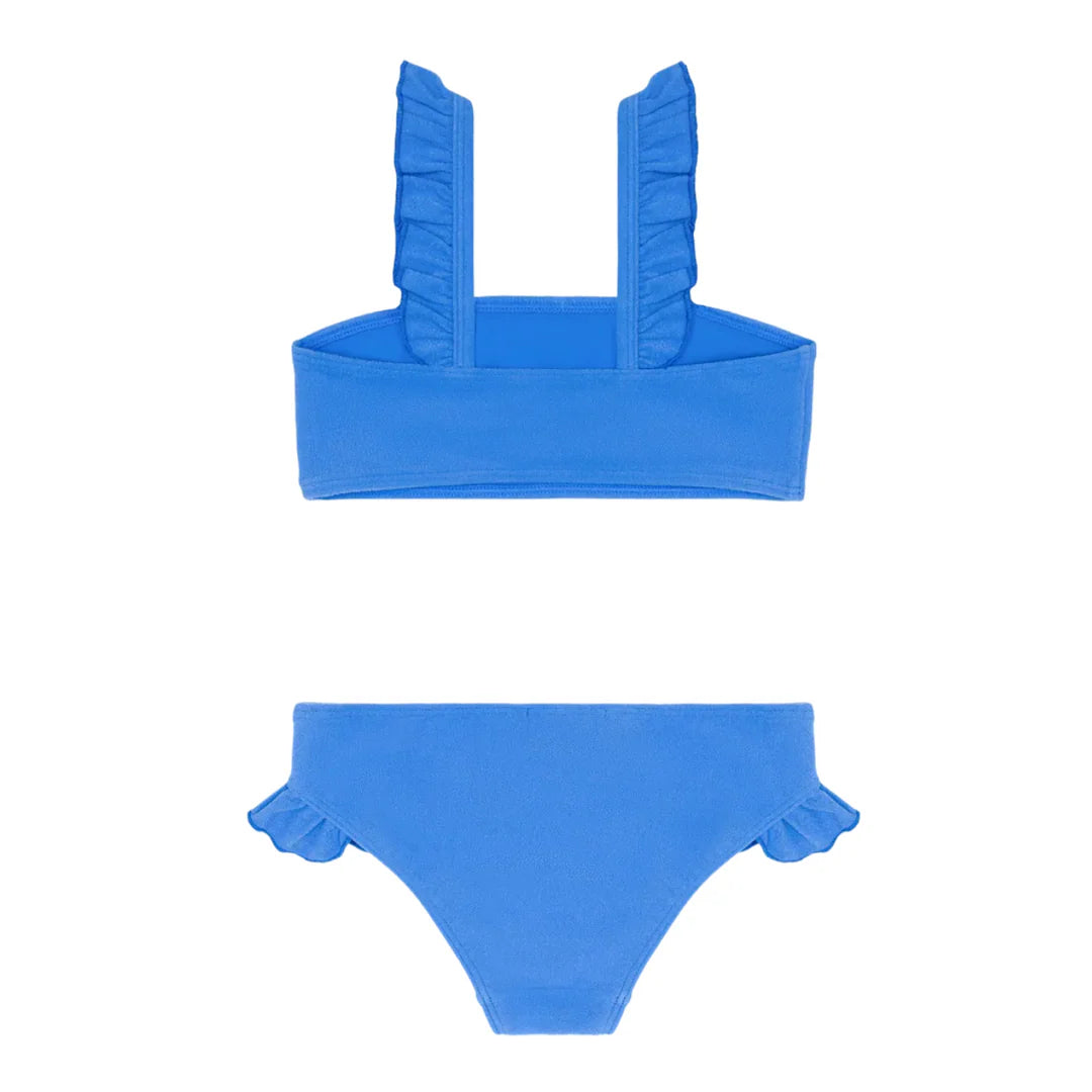 Deep Sea Blue Terry Ruffle Strap Bandeau Bikini - Born Childrens Boutique