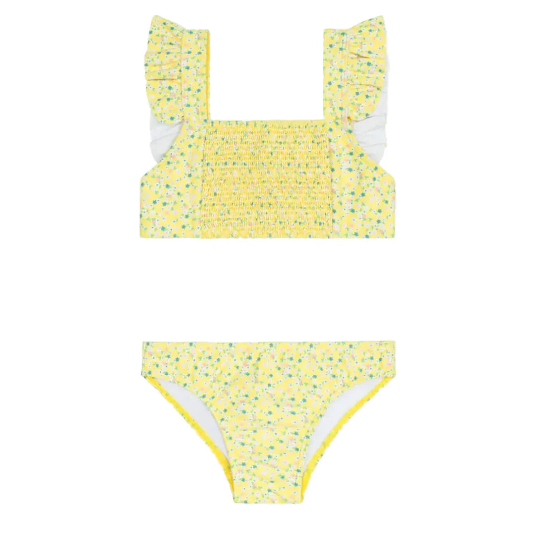 Petite Fleur Smocked Ruffle Strap Bikini - Born Childrens Boutique