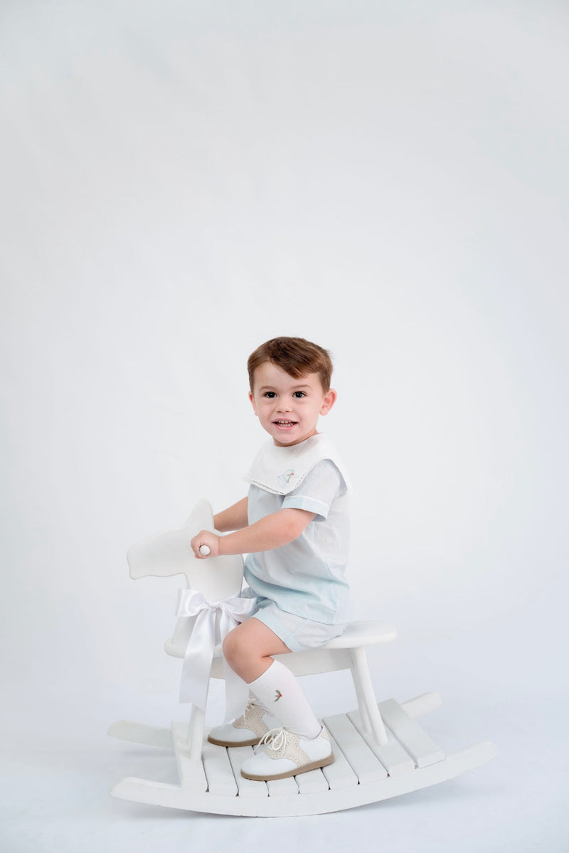Christian Short Set - Blue Batiste - Born Childrens Boutique