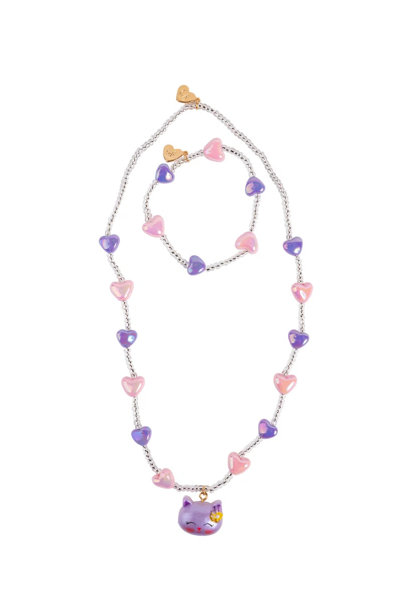 Lovely Kitty Necklace & Bracelet Set 2 pc
