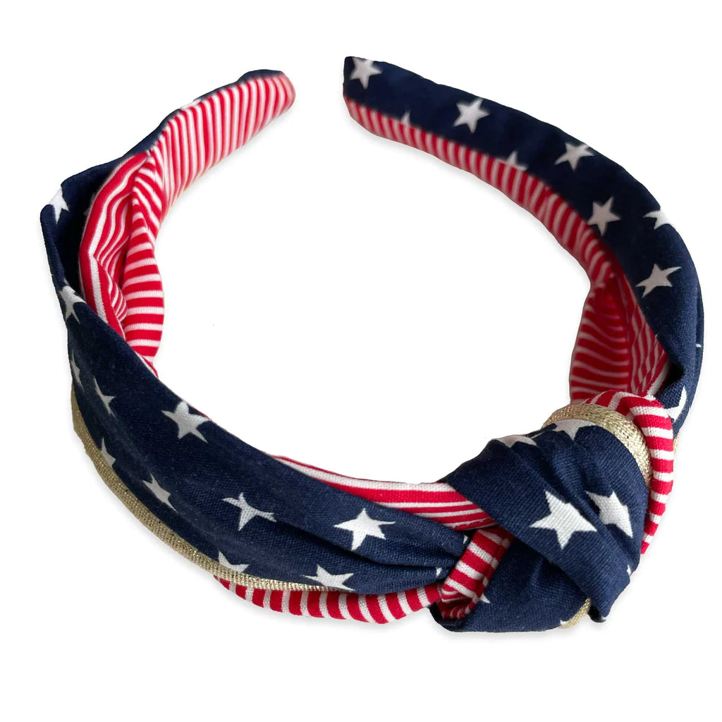 Americana Knotted Headband, Gold - Born Childrens Boutique