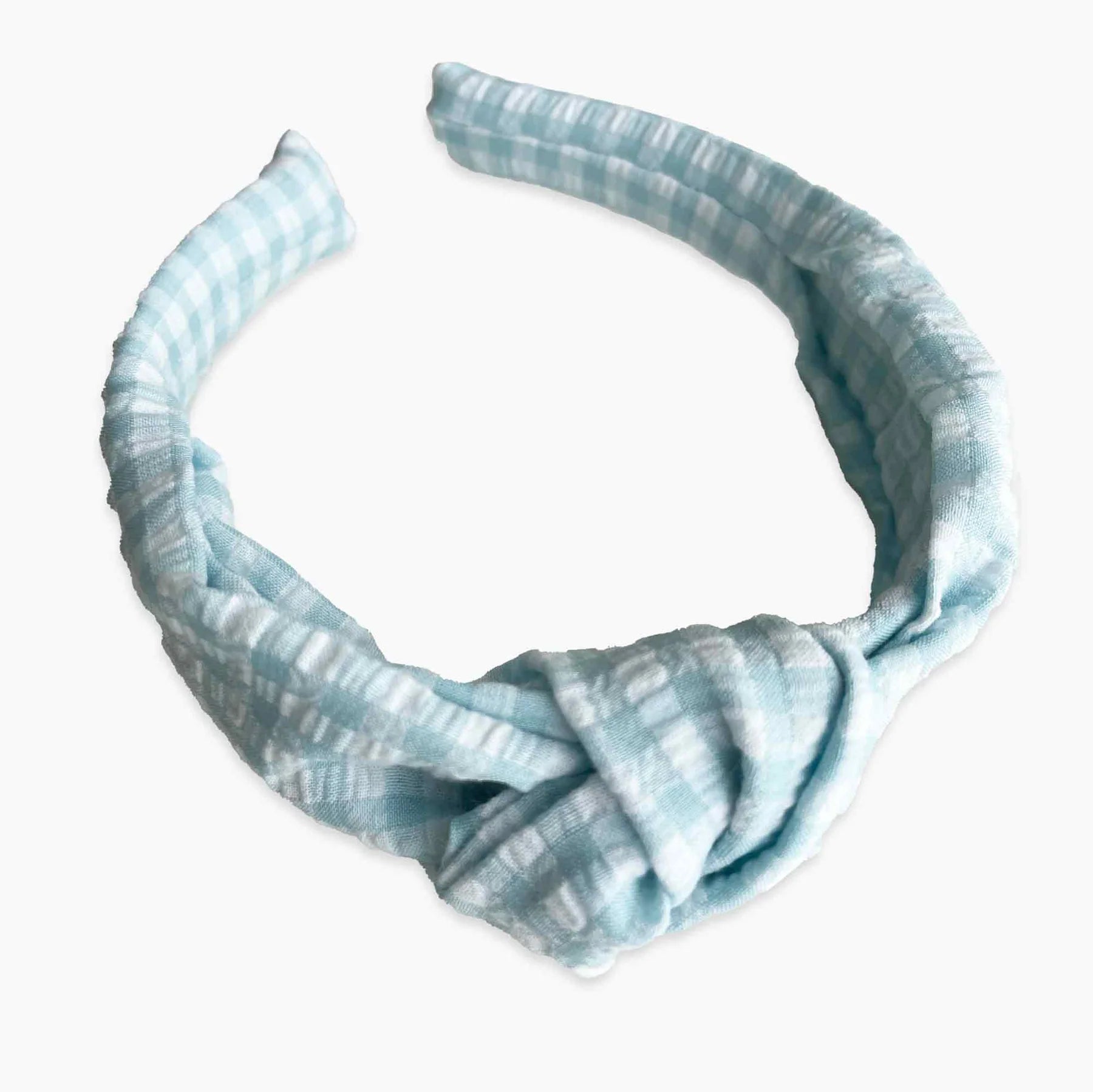 Seersucker Gingham Knotted Headband, Green - Born Childrens Boutique