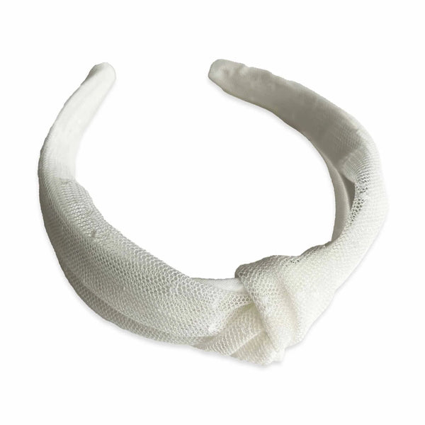 Ceremony Tuile Swiss Dot Knotted Headband, Ivory - Born Childrens Boutique