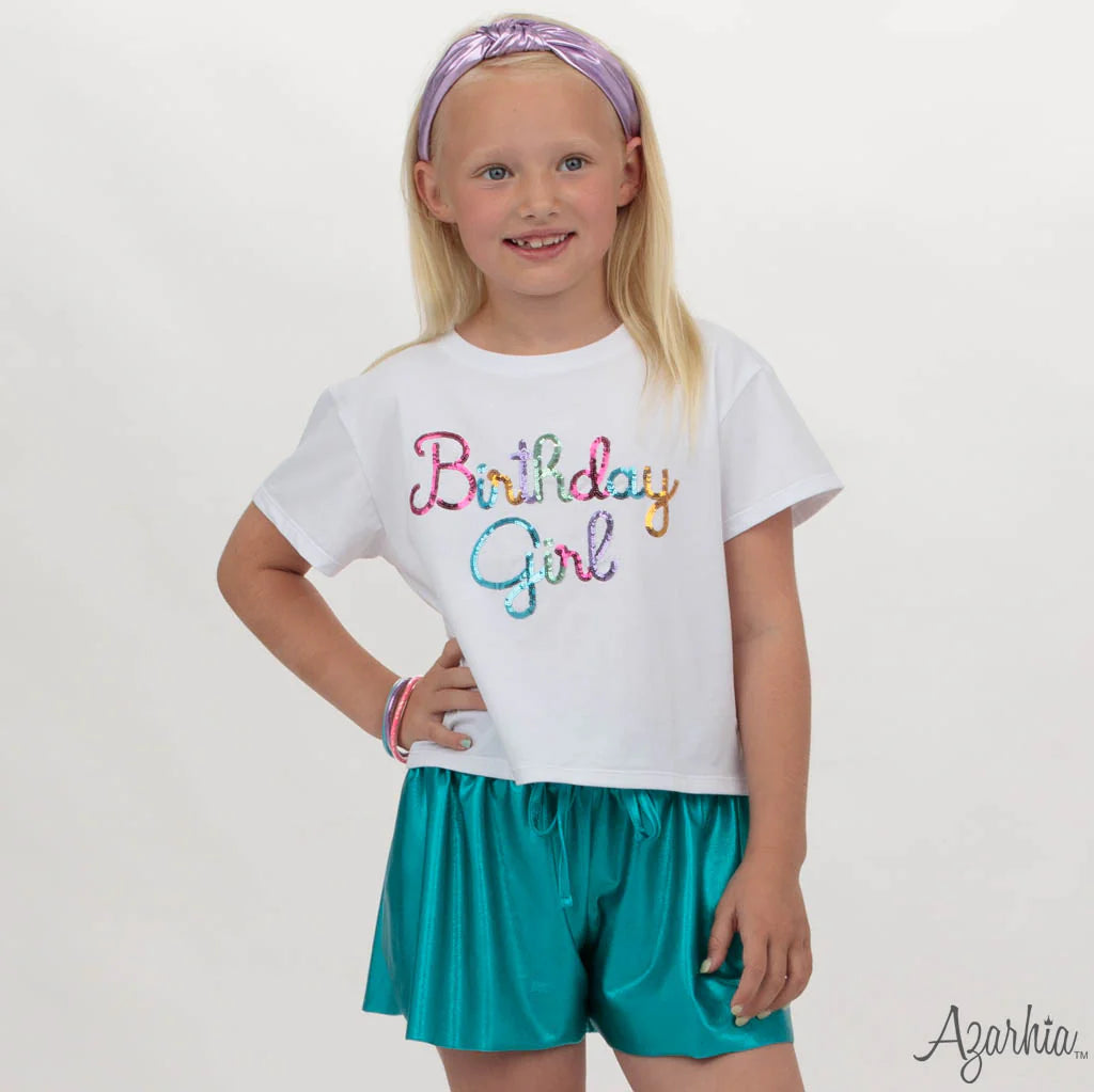 Birthday Girl in Sequin on White Boxy - Born Childrens Boutique